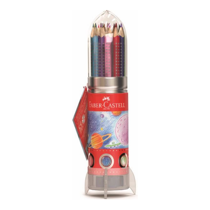 Faber-Castell Colour Grip Pencil Rocket Tin 20-Pack (Assorted Designs)
