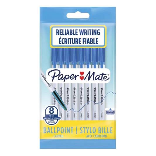 Paper Mate Ball Point Pens 8 Pack (Blue)