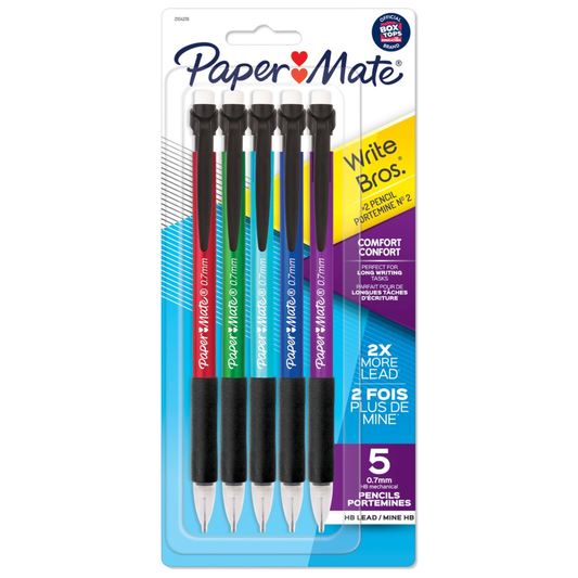 Paper Mate Write Bros. 0.7mm HB Mechanical Pencils (5 Pack Assorted)