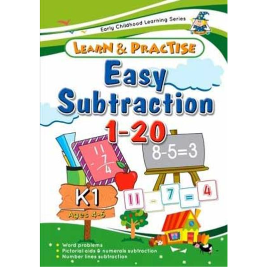 Learn & Practise Workbook Easy Subtraction 1 - 20 K1 (Ages 4 - 6)