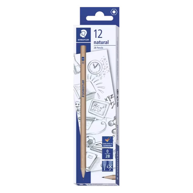 Staedtler Natural Graphite Pencils 2B (Individual or 12 Pack)