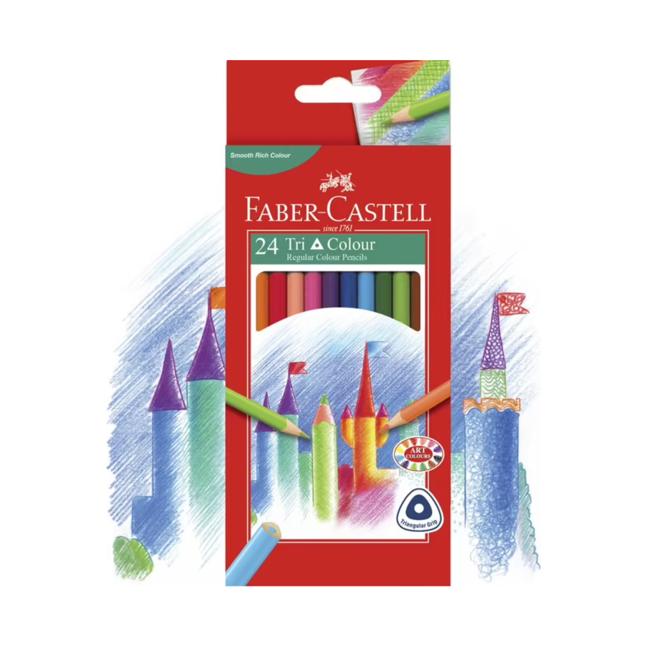 Faber-Castell Triangular Coloured Pencils Assorted 24 Pack