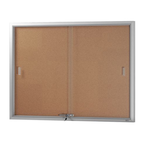 Visionchart BeNoticed Notice Case Sliding 2 Door 1200 x 915mm Silver