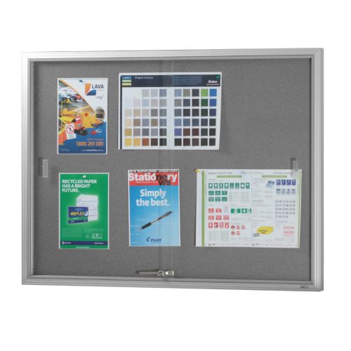 Visionchart BeNoticed Sliding 2 Door Notice Case 1200 x 915mm Grey BN-SGC-1290SL