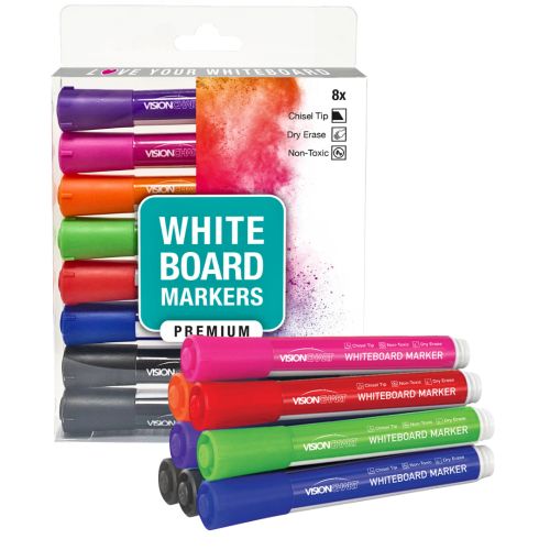 Visionchart Whiteboard Markers Chisel Tip Assorted Pack of 8