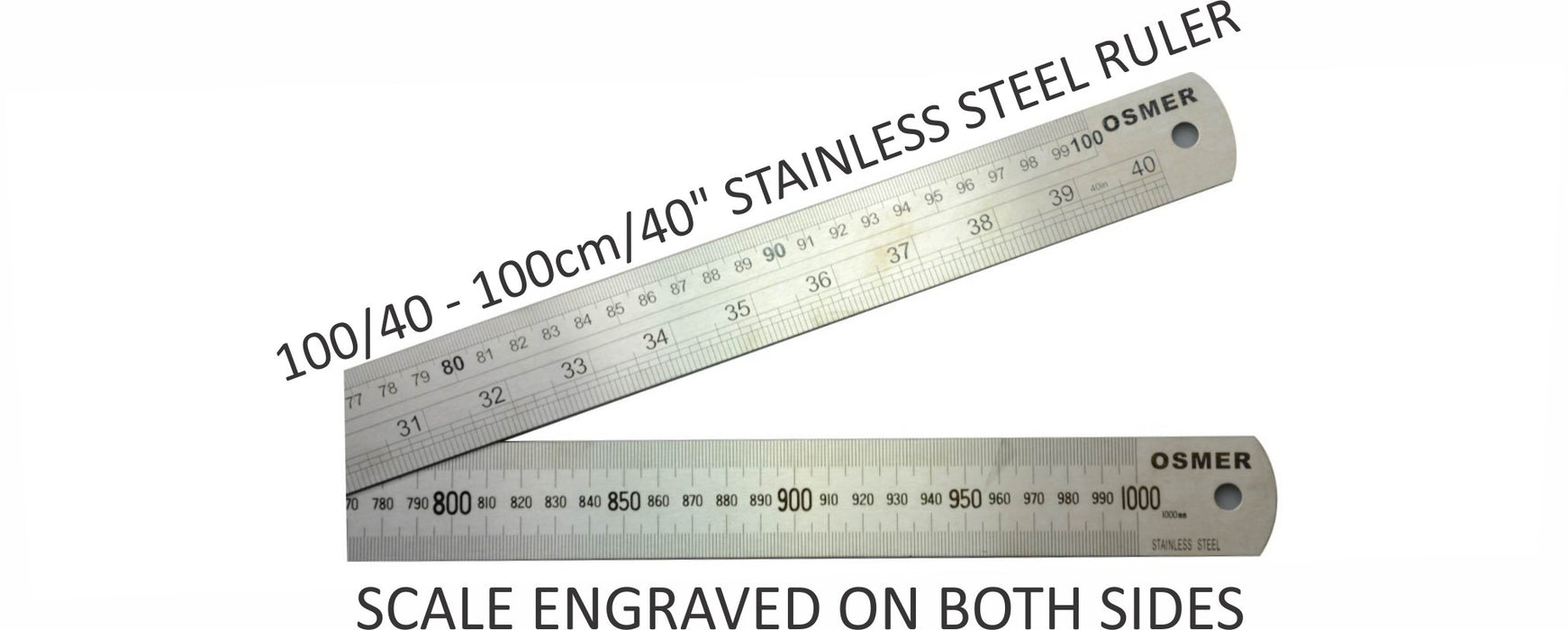 Osmer Dual Scale Stainless Steel Ruler 100cm/40"