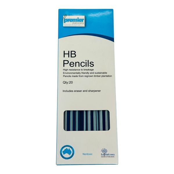 Premier HB Pencils with Eraser & Sharpener – Pack of 20