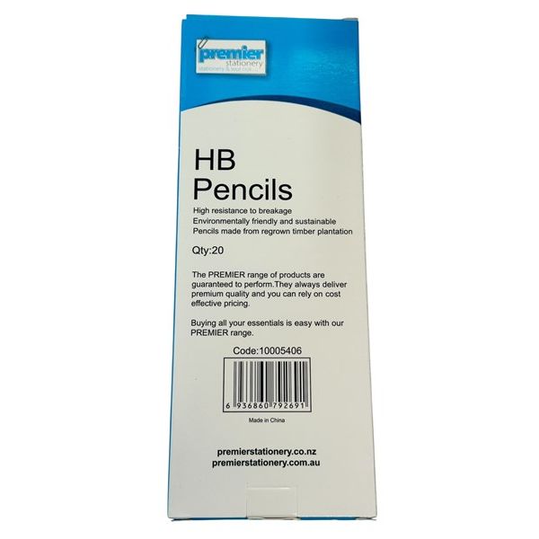Premier HB Pencils with Eraser & Sharpener – Pack of 20