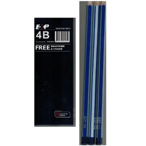 Lead Pencils Hexagonal 4B Eraser Tip - PK 20