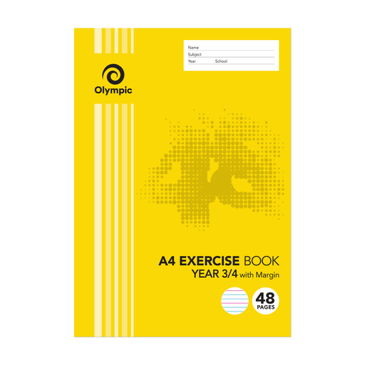 Olympic Exercise Book QLD Year 3/4 with Red Margin A4 48 pages