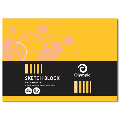 Olympic Sketch Block Cartridge Paper Top Bound with Cover A3 25 leaf