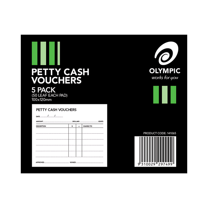 Olympic Petty Cash Voucher 120×100 50 Leaf Pack 5