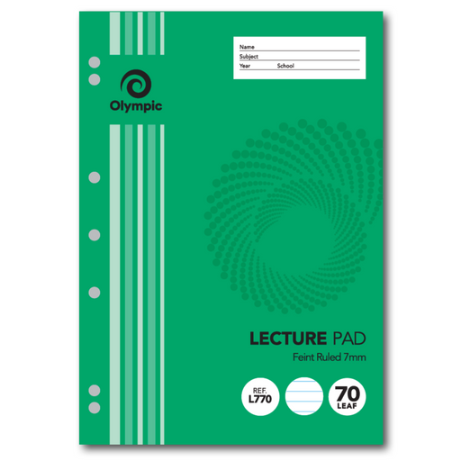 Olympic Lecture Pad 7mm Ruled with Red Margin Side Bound 7 Holes A4 70 leaf