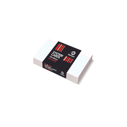 Olympic Ruled System Cards 75 x 125mm – White (Pack of 100)