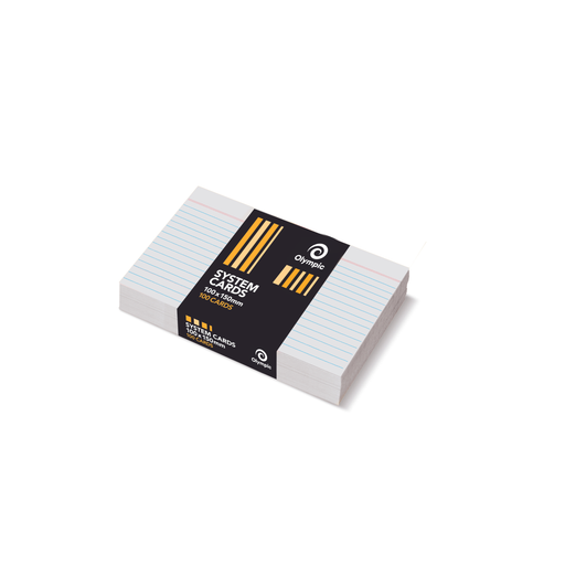 Olympic Ruled System Cards 100 x 150mm – White (Pack of 100)