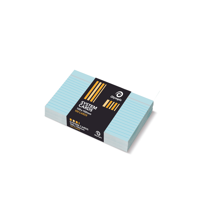 Olympic Ruled System Cards 100 x 150mm – Blue (Pack of 100)