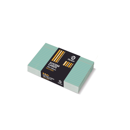 Olympic Ruled System Cards 100 x 150mm – Green (Pack of 100)