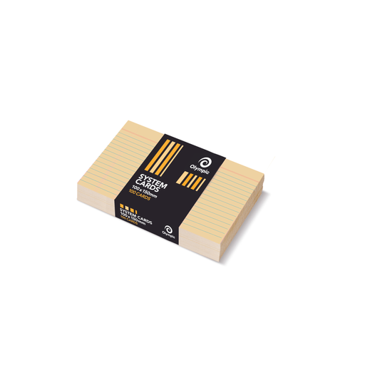 Olympic Ruled System Cards 100 x 150mm – Buff (Pack of 100)