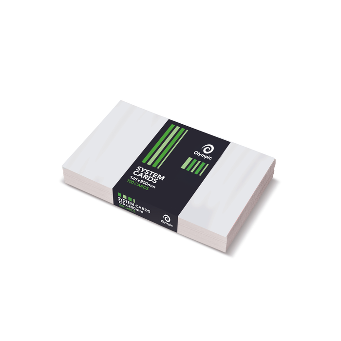 Olympic Plain System Cards 125 x 200mm – White (Pack of 100)