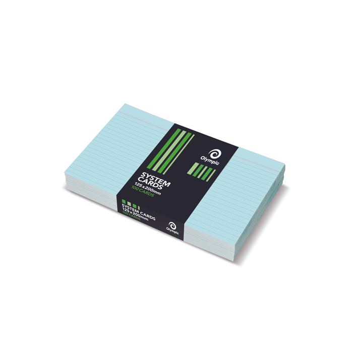Olympic Ruled System Cards 125 x 200mm – Blue (Pack of 100)