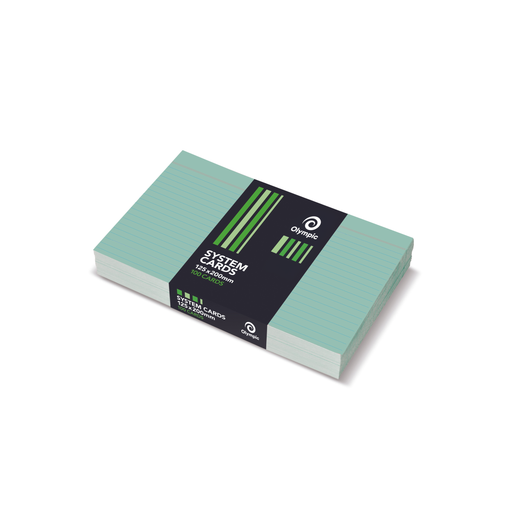 Olympic Ruled System Cards 125 x 200mm – Green (Pack of 100)