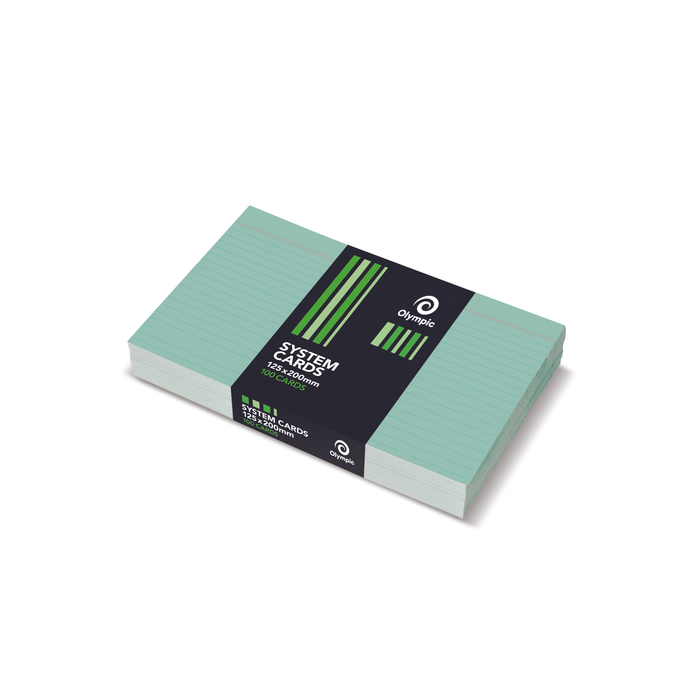 Olympic Ruled System Cards 125 x 200mm – Green (Pack of 100)
