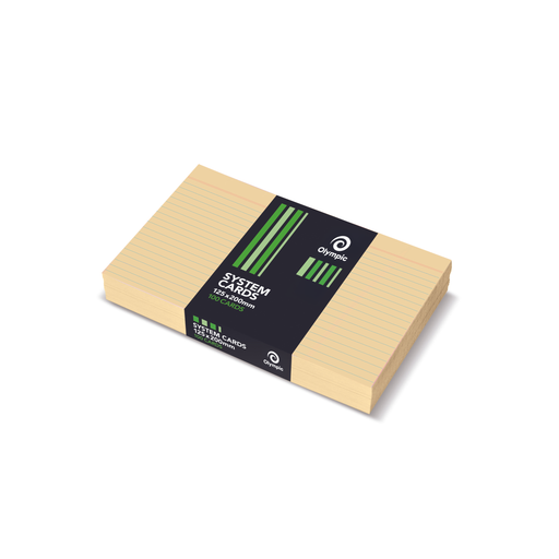 Olympic Ruled System Cards 125 x 200mm – Buff (Pack of 100)