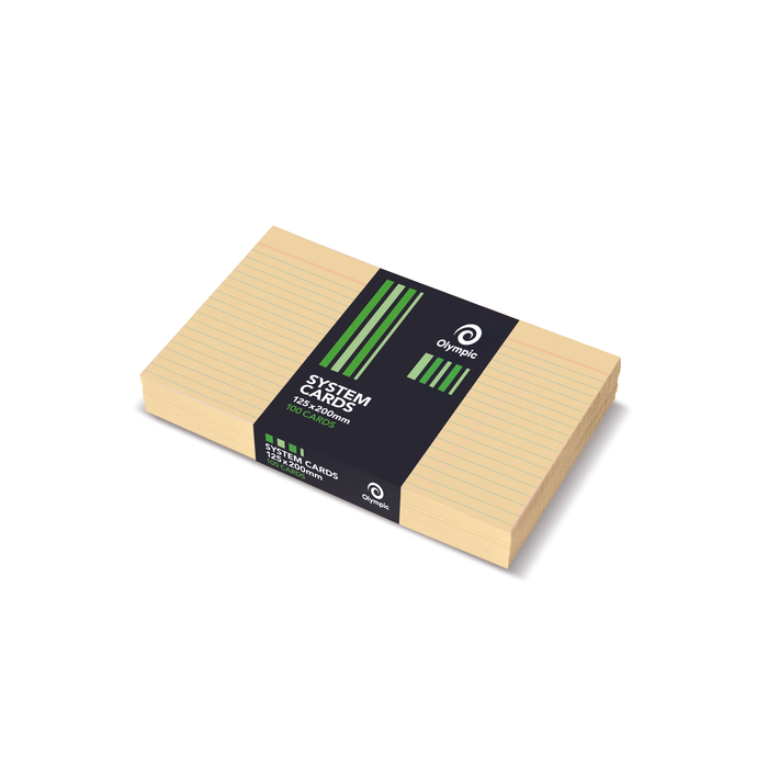 Olympic Ruled System Cards 125 x 200mm – Buff (Pack of 100)