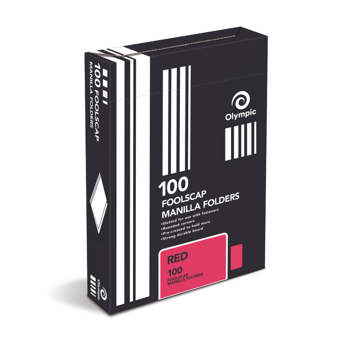 Olympic Manilla Folder Foolscap Red Box 100