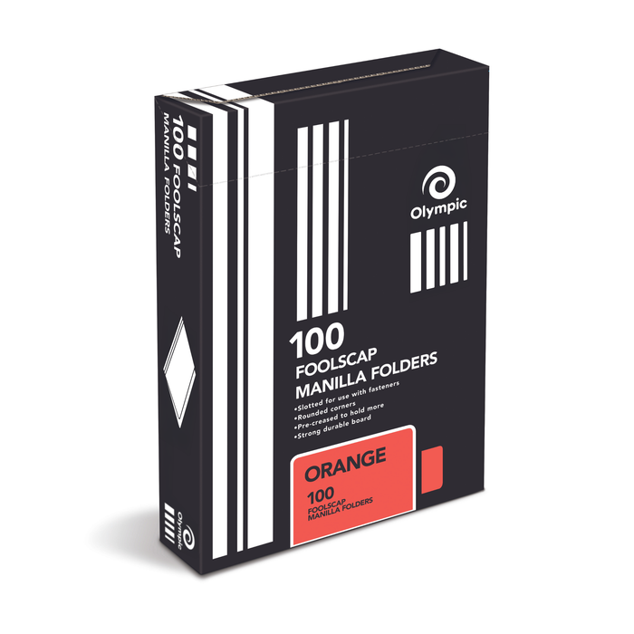 Olympic Manilla Folder Foolscap Orange Box 100