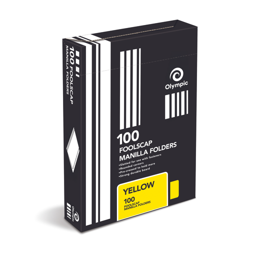 Olympic Manilla Folder Foolscap Yellow Box 100