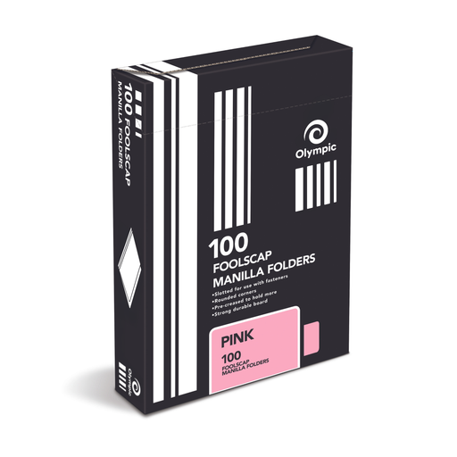 Olympic Manilla Folder Foolscap Pink Box 100