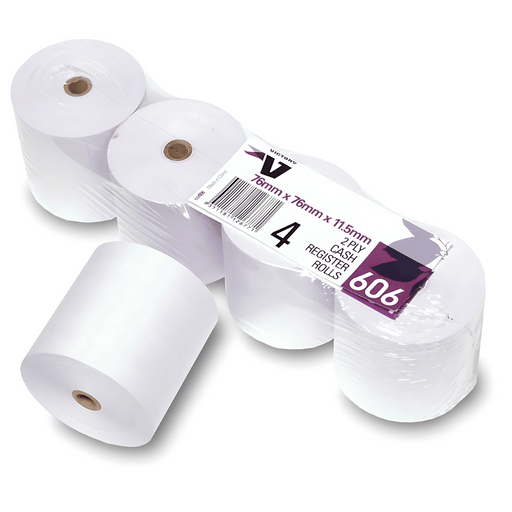 Victory 2 Ply Cash Register Rolls 76 x 76 x 12mm Pack 4