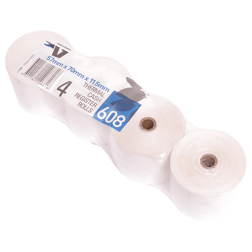 Victory Paper Thermal Rolls 57 x 70 x 12mm 1 Ply Pack 4