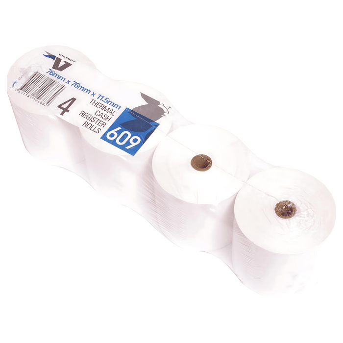 Victory Paper Thermal Rolls 76 x 76 x 12mm 1 Ply Pack 4