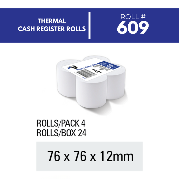 Victory Paper Thermal Rolls 76 x 76 x 12mm 1 Ply Pack 4