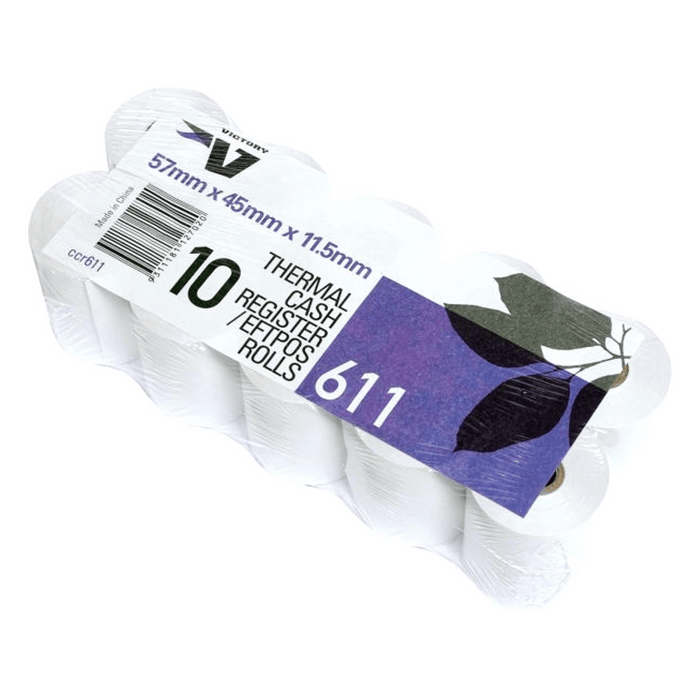 Victory Paper Thermal Rolls 57 x 45 x 12mm 1 Ply Pack 10