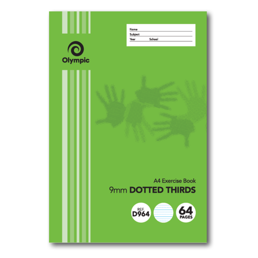 Olympic Exercise Book 9mm Dotted Thirds with Red Margin A4 64 pages