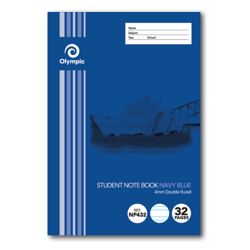 Olympic NSW Primary Student Notebook 4mm Double Ruled 250x175mm 32 pages Navy Blue