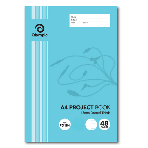 Olympic Project Book 18mm Dotted Thirds Ruled/Blank A4 48 pages