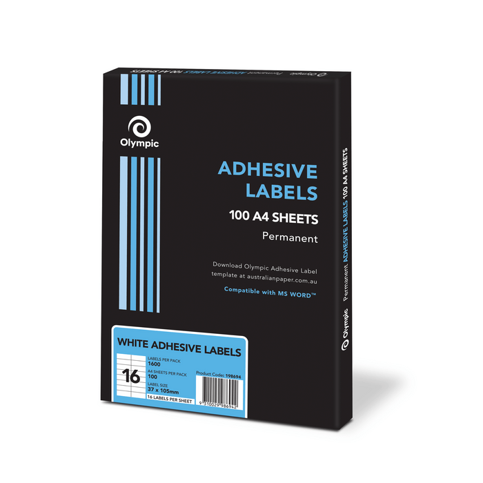 Olympic Labels Adhesive 16UP 105x37mm Box 100