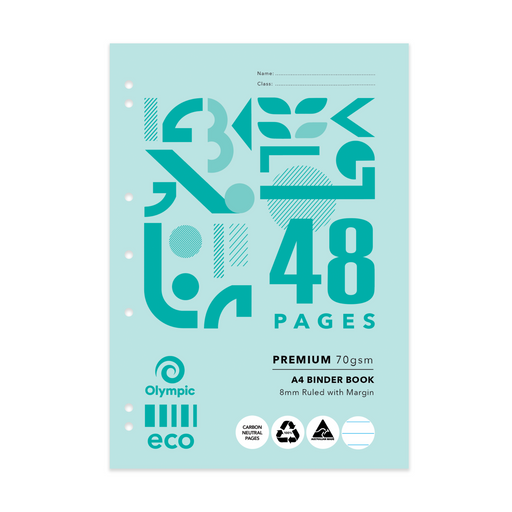 Olympic ECO Binder Book 8mm Ruled with Red Margin A4 48 pages