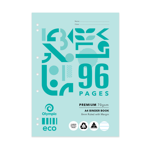 Olympic ECO Binder Book 8mm Ruled with Red Margin A4 96 pages