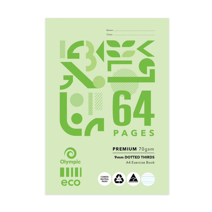 Olympic ECO Exercise Book 9mm Dotted Thirds A4 64 pages