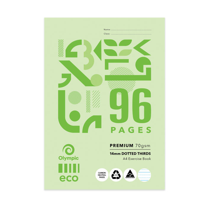 Olympic ECO Exercise Book 14mm Dotted Thirds A4 96 pages