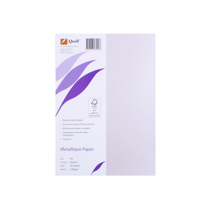 Quill Metallique Paper 120gsm A4 Pack 25 Quartz