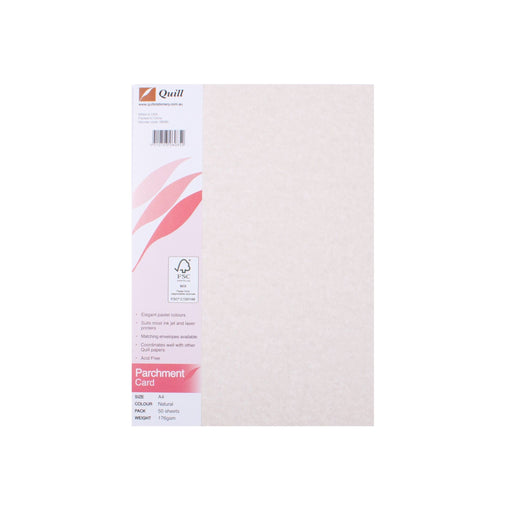 Quill Parchment Board 176gsm A4 Pack 50 Natural