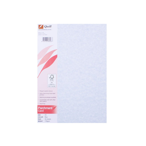 Quill Parchment Board 176gsm A4 Pack 50 Blue