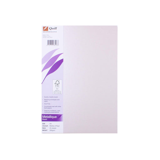 Quill Metallique Board 285gsm A4 Pack 25 Mother of Pearl