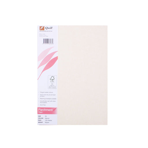 Quill Parchment Paper 90gsm A4 Pack 100 Natural